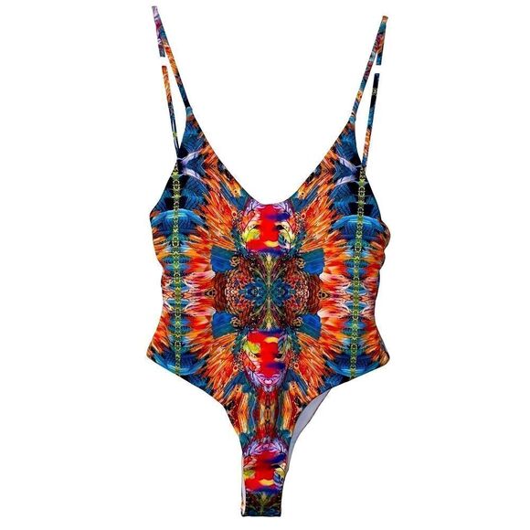 Bright Feather Print Bathing Suit NEW - Picture 3 of 13